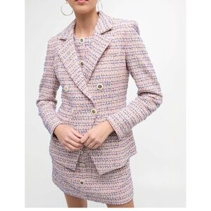 Veronica Beard Pink and Blue Tweed Blazer